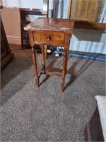 Vintage side table, one drawer. 15" square, 28"