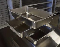 Lot of 3 New 4" Deep Stainless Steel Food Pans