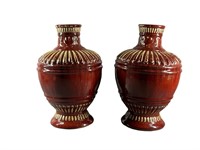 A Pair Of Ceramic Glazed Vases