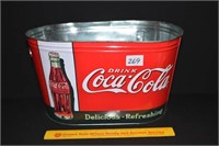 Galvanized Coca-Cola oval bucket w/ handles
