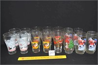 Group lot of 15 Holiday Theme Coca-Cola glass