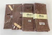 Lot of New Burgundy Gingham Table Linens & Aprons