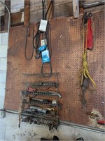 Pegboard contents belts hardware tools