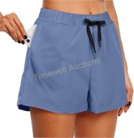 Aloodor Workout Shorts  Women's Fitness Pockets sm