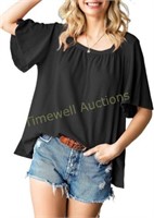 Astylish Womens Square Neck Tops  Black  Large