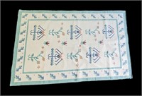 70x45 TEAL COLORED INDIAN PAT. AREA RUG