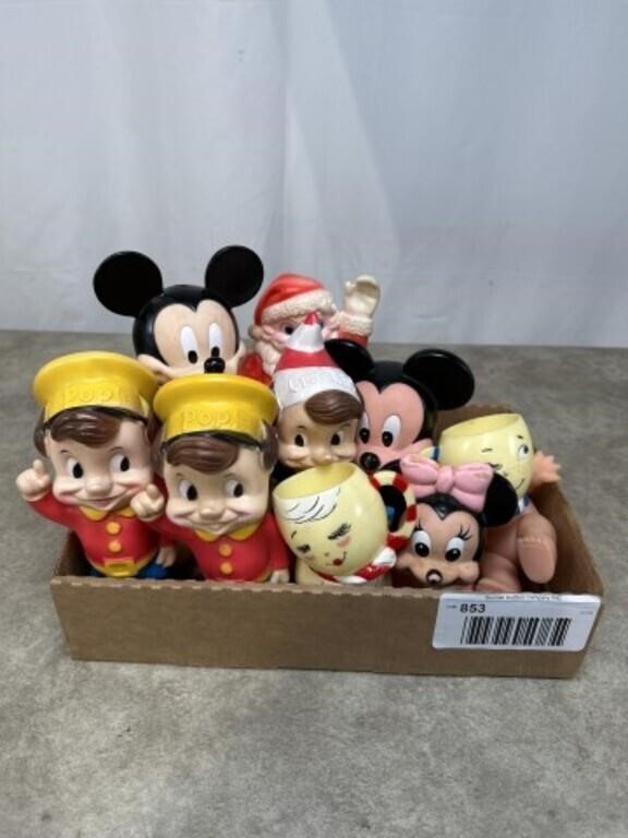 Vintage plastic Mickey Mouse and other toy