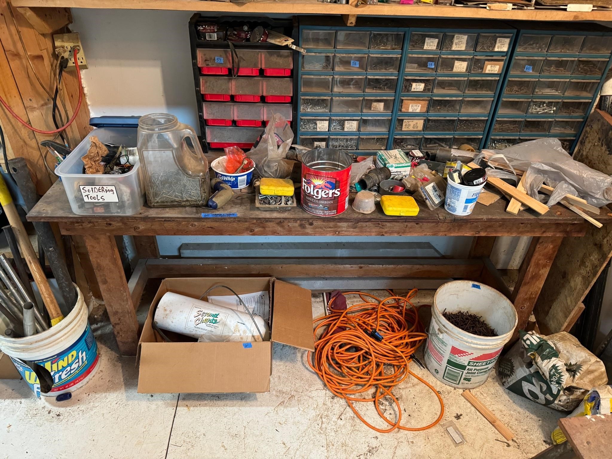 Wooden Workbench & Contents (NOT Organizers!)