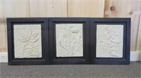 Set of Three Framed Cast Wall Decor
