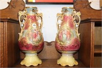 Transferware 2 Handle English Vases by Royal Crown