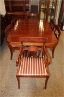 7pc Mahg. Table w/ chairs by Bernhardt, leaf, pads