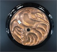 Tlingit hand hammered copper display of crow set i