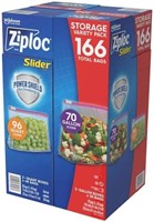 G) ~160ct Ziploc Slider Storage Bags Variety Pack