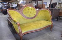 Antique Victorian Velvet Parlor Sofa on Casters