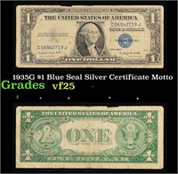 1935G $1 Blue Seal Silver Certificate Grades vf+ M