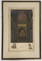 Hand Colored Etching of Stained Glass, C. Maurice