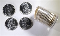 BU ROLL OF 1962 FRANKLIN HALF DOLLARS