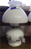 Currier and Ives Country Farm Oil Lamp Hobnail Sha