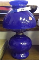 Blue and Milk Glass Oil Lamps