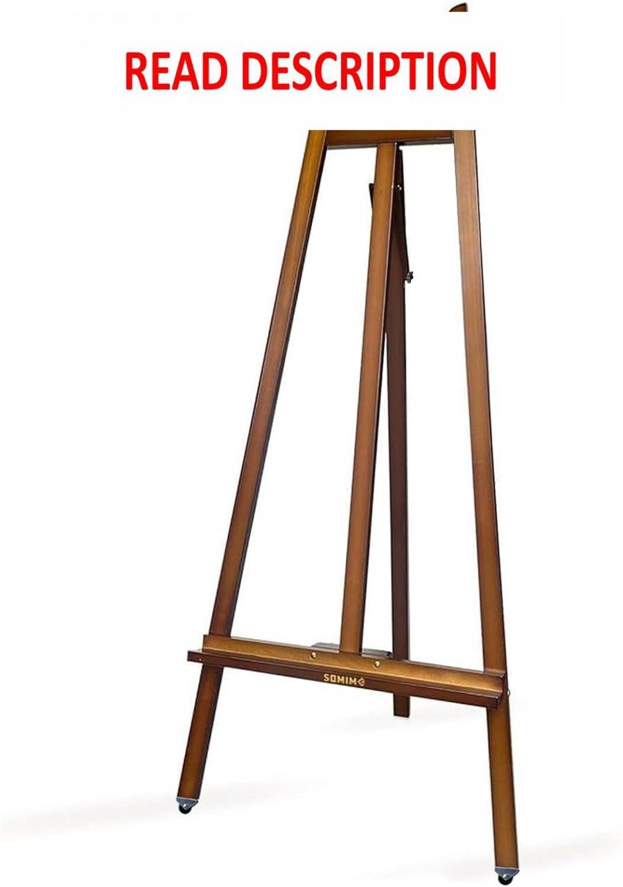 Wood Easel w/ Wheels - Holds Up to 90 Canvas