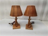 R Lord Quebec Hand Carved His + Her Table Lamps