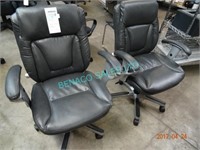 3X, GREY LEATHER CHAIRS (SOME RIPS ON ARMS)