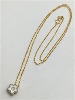 14k Diamond Pendant On 14k Gold Necklace