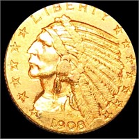 1908-S $5 Gold Half Eagle CLOSELY UNCIRCULATED