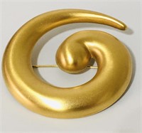 Vintage Monet Brooch Gold Toned Statement Swirl