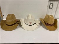 3 hats. 2 straw  1 felt   Size Lg