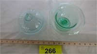 (2) Depression Glass Covered Butter Dish /