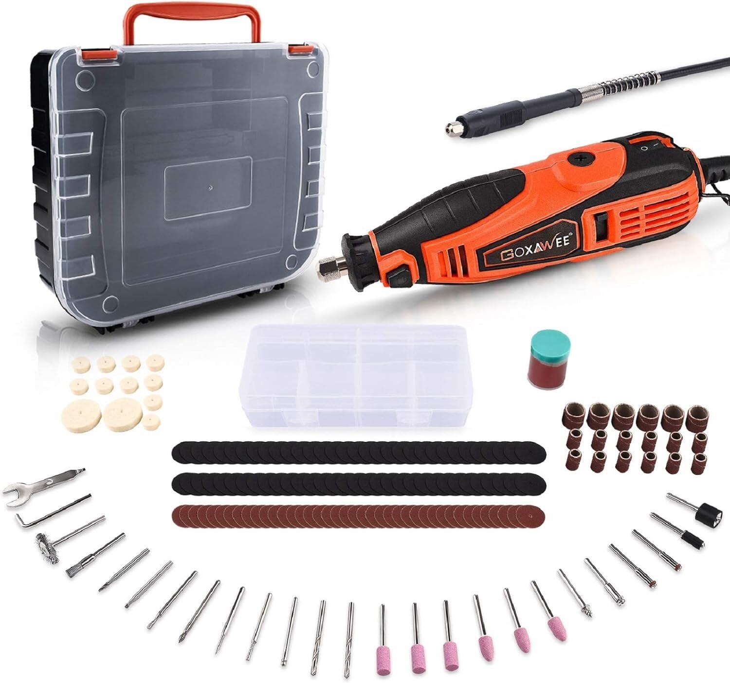 GOXAWEE Rotary Tool Kit with 180 Accessories