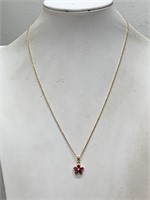 NEW STERLING SILVER/BURMESE RUBY PENDANT NECKLACE