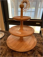 Three tier wooden dessert stand
