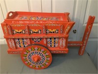 Vtg Costa Rican Replica Painted Folk Art Ox Cart