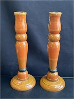 Pair of vintage wood candlesticks