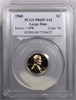 1960-P Lincoln Cent PCGS PR69CAM Large Date