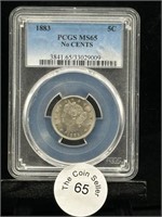 1883 PCGS MS65  No Cents  Liberty V Nickel - 5c US