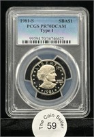 1981-S $1 Susan B Anthony Dollar TYPE 1 PCGS PR70