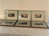 6 Prints, WH Bartlett Scenes Framed Prints