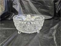 Libbey? Heavy Cut Glass Footed Bowl