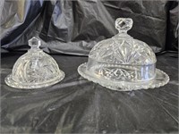 American Cut Glass Covered Butter & Cheese  Dishes