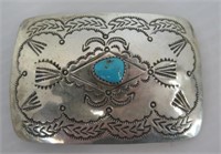 Sterling Silver Belt Buckle with Turquoise