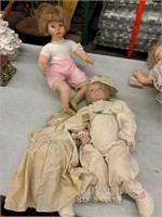 3 VTG Porcelain dolls