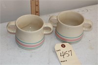 Vintage McCoy Blue and Pink stripe soup bowls
