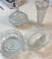 4 pcs near cut, pattern glass & leaded crystal