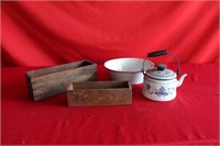 Lot 2 Cheese Boxes & Misc Granite