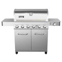 6-Burner Propane Stainless Steel Gas Grill with Ro