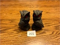 Vintage Pair Coal Black Owls
