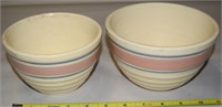 Pair Vtg Watt USA Blue & Pink Band Mixing Bowls